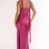 Lior Detachable Shoulder Maxi Dress Burgundy