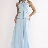 Teagun Collared Button Maxi Dress Blue