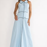 Teagun Collared Button Maxi Dress Blue