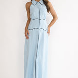 Teagun Collared Button Maxi Dress Blue