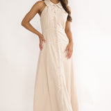 Teagun Collared Button Maxi Dress Stone