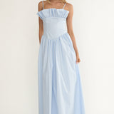 Pailin Frill Bust Maxi Dress Blue