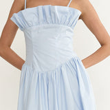 Pailin Frill Bust Maxi Dress Blue