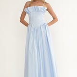 Pailin Frill Bust Maxi Dress Blue