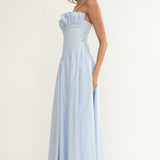 Pailin Frill Bust Maxi Dress Blue