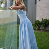Pailin Frill Bust Maxi Dress Blue