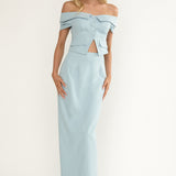 Maelie Column Maxi Skirt Blue