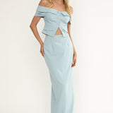 Maelie Column Maxi Skirt Blue