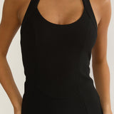 Shailyn Scoop Neck Halter Maxi Dress Black