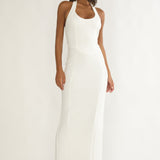 Shailyn Scoop Neck Halter Maxi Dress White