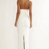 Shailyn Scoop Neck Halter Maxi Dress White