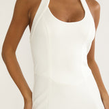 Shailyn Scoop Neck Halter Maxi Dress White