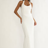 Shailyn Scoop Neck Halter Maxi Dress White