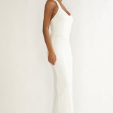 Shailyn Scoop Neck Halter Maxi Dress White