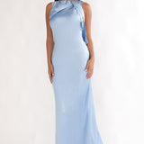 Levinia Draped Back Maxi Dress Blue