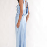 Levinia Draped Back Maxi Dress Blue