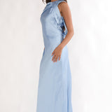 Levinia Draped Back Maxi Dress Blue