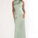 Levinia Draped Back Maxi Dress Pistachio