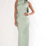Levinia Draped Back Maxi Dress Pistachio