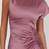 Larelle One-Sleeve Front Split Maxi Dress Grape