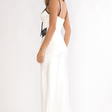 Luna Dolce Lace Trim Tie Maxi Dress Oyster