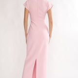 Briona Short Sleeve Buckle Maxi Dress Pink