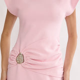 Briona Short Sleeve Buckle Maxi Dress Pink