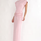 Briona Short Sleeve Buckle Maxi Dress Pink