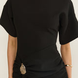 Briona Short Sleeve Buckle Maxi Dress Black