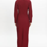 Briona Long Sleeve Buckle Maxi Dress Burgundy