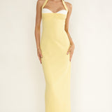 Briela Halter Bustier Maxi Dress Lemon