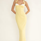 Briela Halter Bustier Maxi Dress Lemon