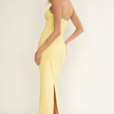 Briela Halter Bustier Maxi Dress Lemon
