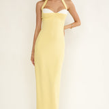 Briela Halter Bustier Maxi Dress Lemon