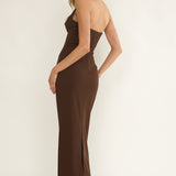 Briela Halter Bustier Maxi Dress Chocolate