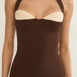 Briela Halter Bustier Maxi Dress Chocolate