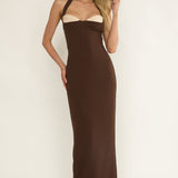 Briela Halter Bustier Maxi Dress Chocolate