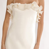 Okay, Cupid Low Back Ruffle Trim Maxi Dress Oyster
