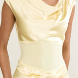 Tahlia Rae Mesh Waist Cap Sleeve Maxi Dress Butter