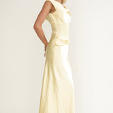 Tahlia Rae Mesh Waist Cap Sleeve Maxi Dress Butter