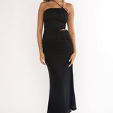 Truths Cut-Out Waist Ruched Maxi Dress Black