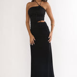 Truths Cut-Out Waist Ruched Maxi Dress Black