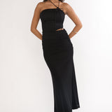 Truths Cut-Out Waist Ruched Maxi Dress Black