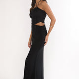 Truths Cut-Out Waist Ruched Maxi Dress Black