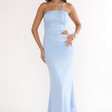 Truths Cut-Out Waist Ruched Maxi Dress Blue