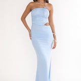 Truths Cut-Out Waist Ruched Maxi Dress Blue