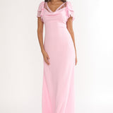 Elorin Lace Trim Maxi Dress Pink