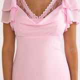 Elorin Lace Trim Maxi Dress Pink
