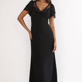 Elorin Lace Trim Maxi Dress Black