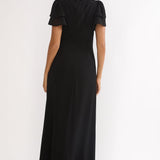 Elorin Lace Trim Maxi Dress Black